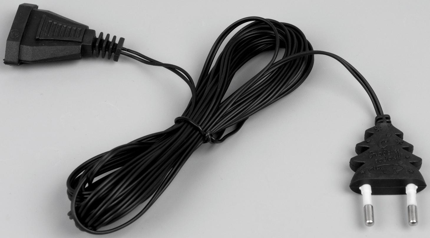 Удлинитель для комнатных гирлянд, 5 м, тёмная нить, УМС-вилка