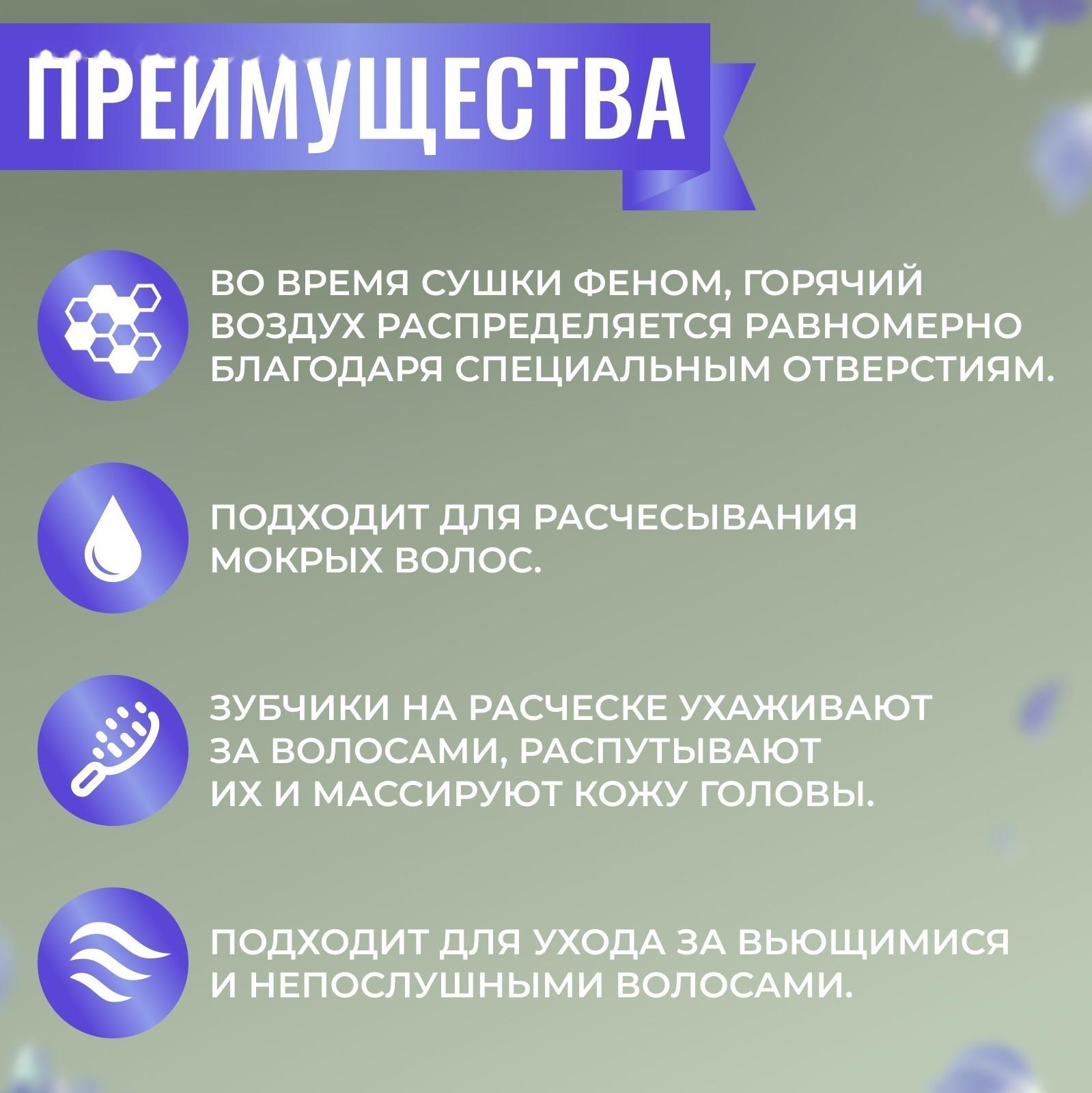 Расчёска массажная, широкая, вентилируемая, 8,5 × 20,5 см, PVC коробка, цвет белый/бирюзовый