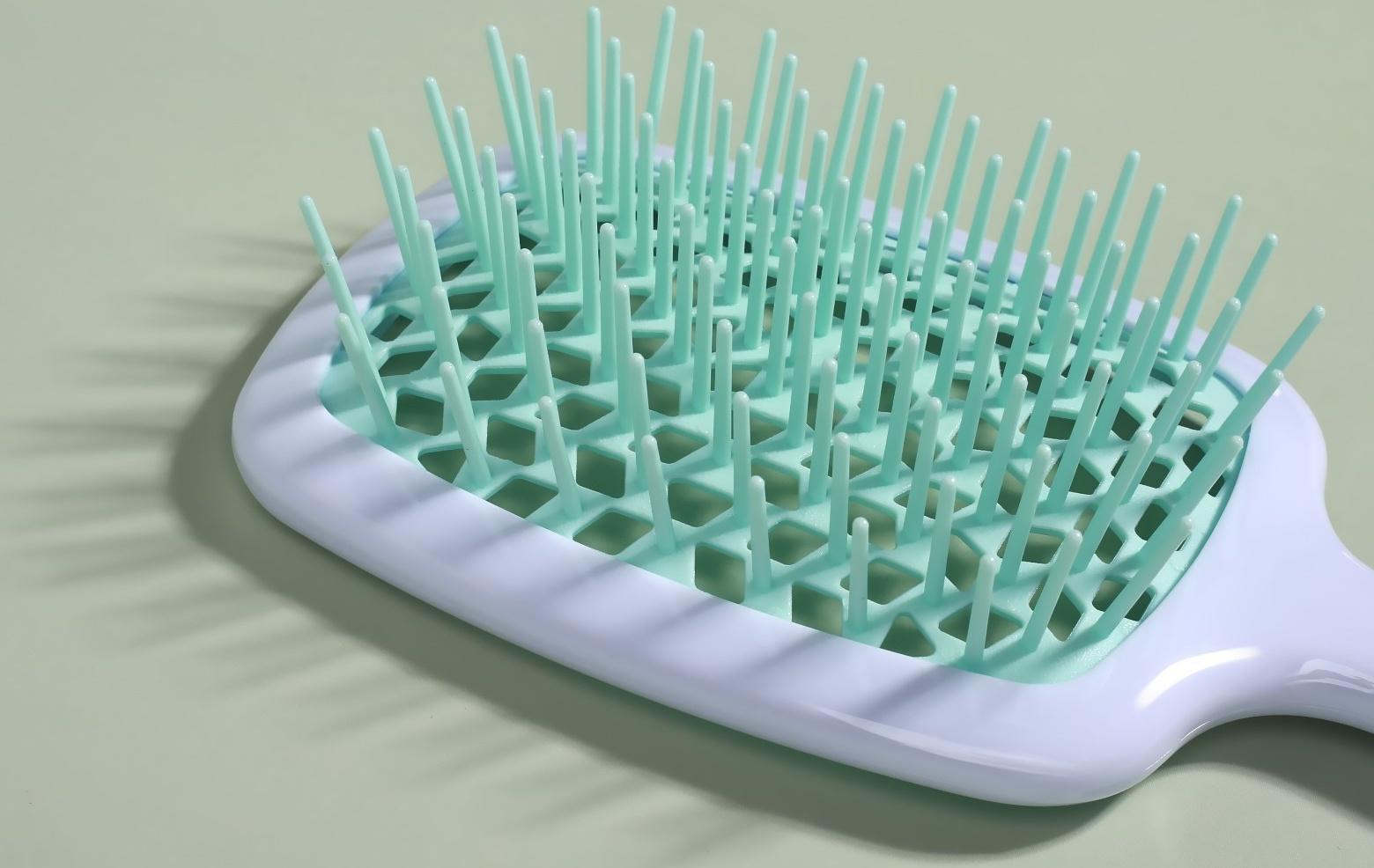 Расчёска массажная, широкая, вентилируемая, 8,5 × 20,5 см, PVC коробка, цвет белый/бирюзовый