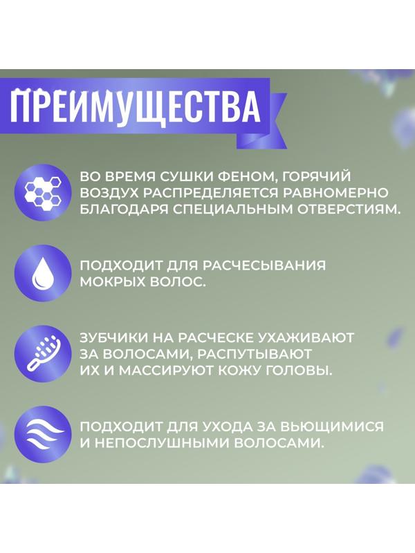 Расчёска массажная, широкая, вентилируемая, 8,5 × 20,5 см, PVC коробка, цвет белый/бирюзовый