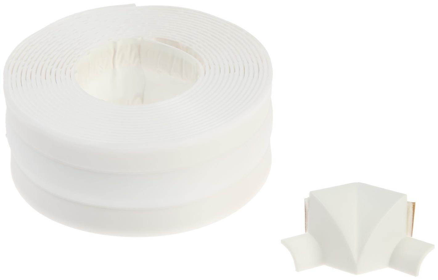 Лента бордюрная 4WALLS, белая, с 2 уголками и 2 заглушками, 38 мм х 3.35 м