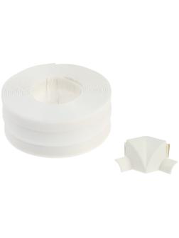 Лента бордюрная 4WALLS, белая, с 2 уголками и 2 заглушками, 38 мм х 3.35 м