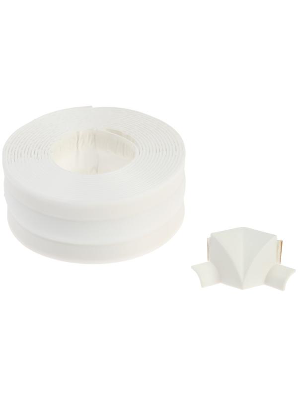 Лента бордюрная 4WALLS, белая, с 2 уголками и 2 заглушками, 38 мм х 3.35 м