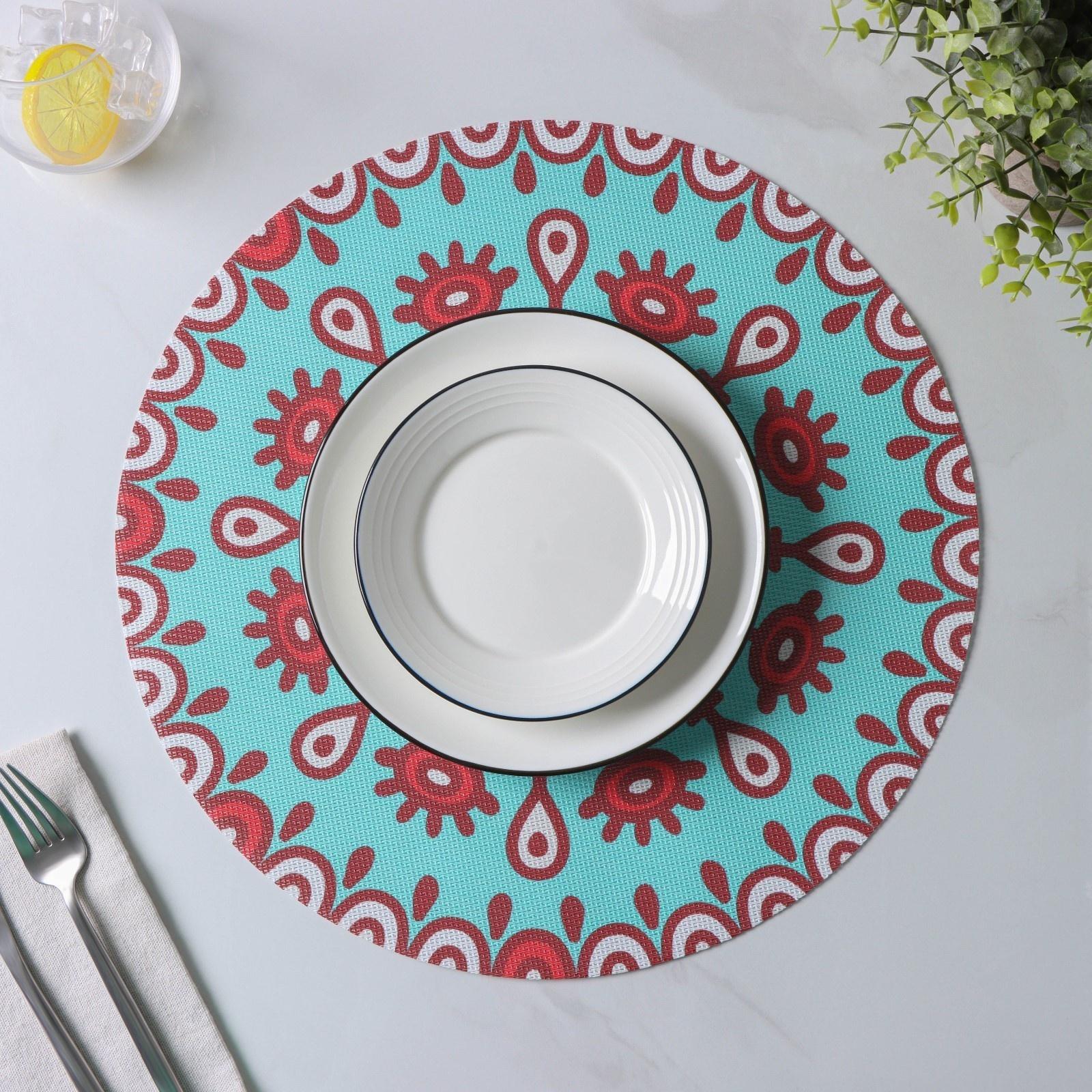 Набор салфеток сервировочных Доляна «Колли», d=38 см, 4 шт, цвет бирюзовый