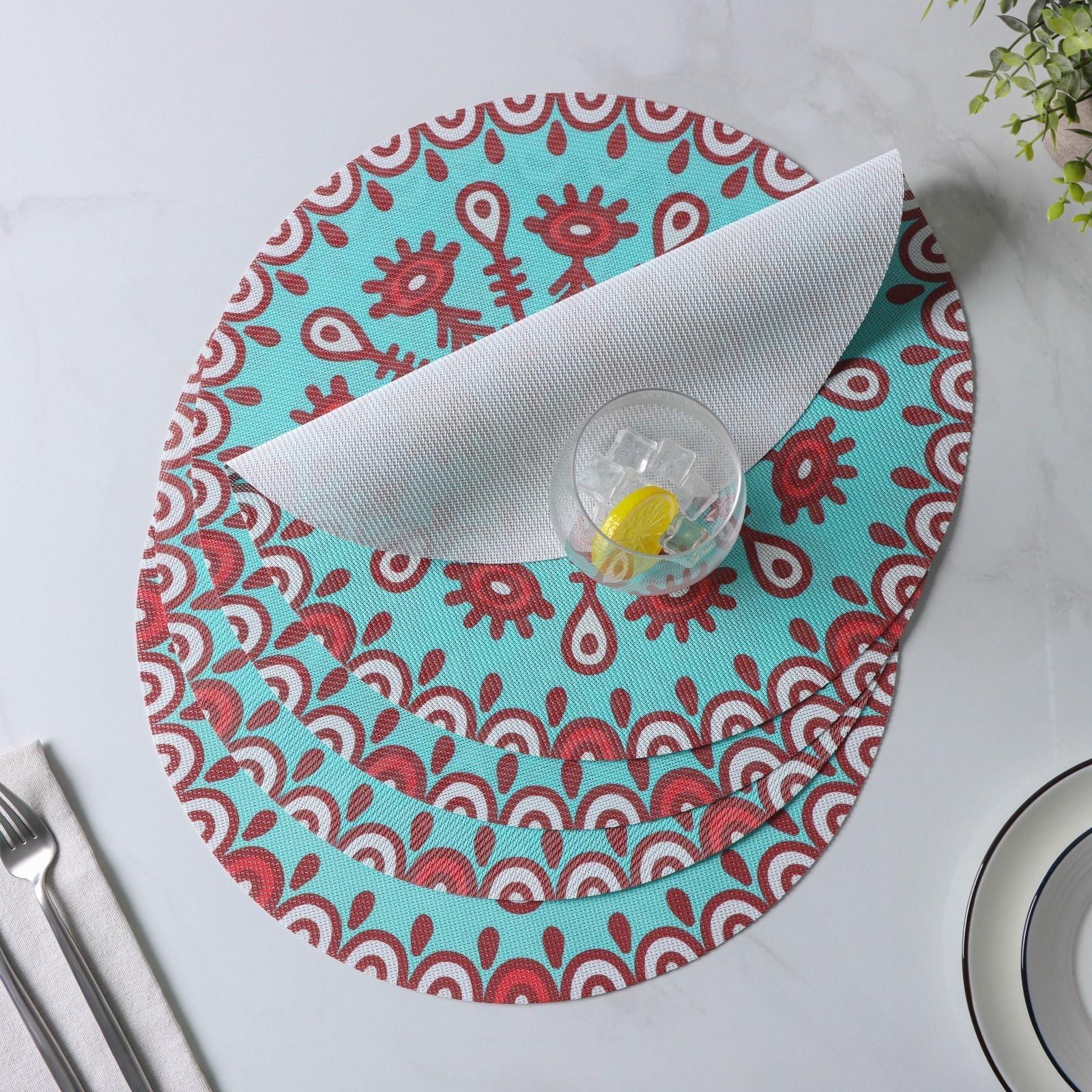 Набор салфеток сервировочных Доляна «Колли», d=38 см, 4 шт, цвет бирюзовый