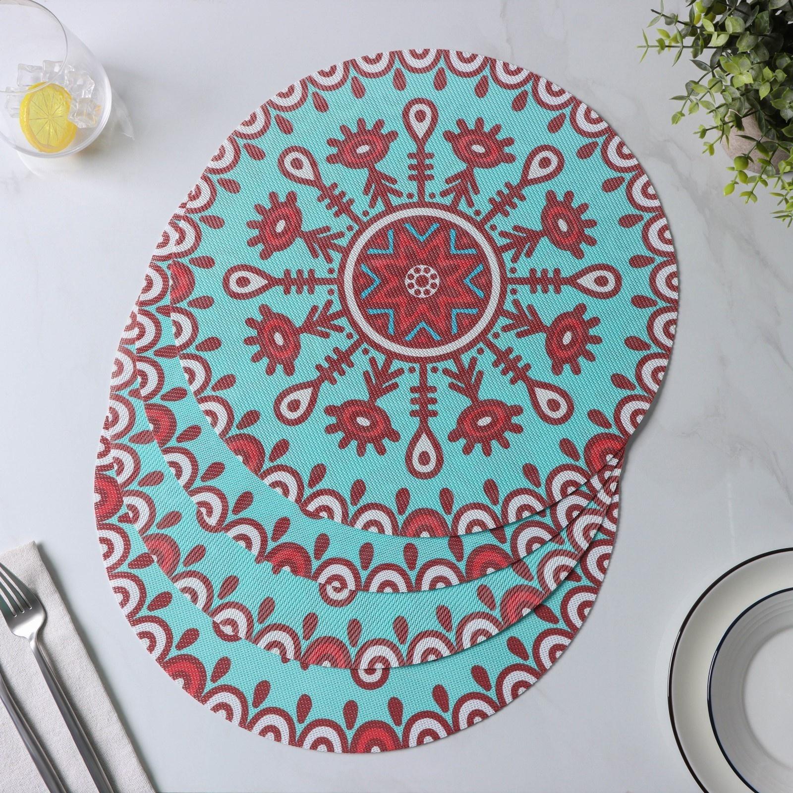 Набор салфеток сервировочных Доляна «Колли», d=38 см, 4 шт, цвет бирюзовый