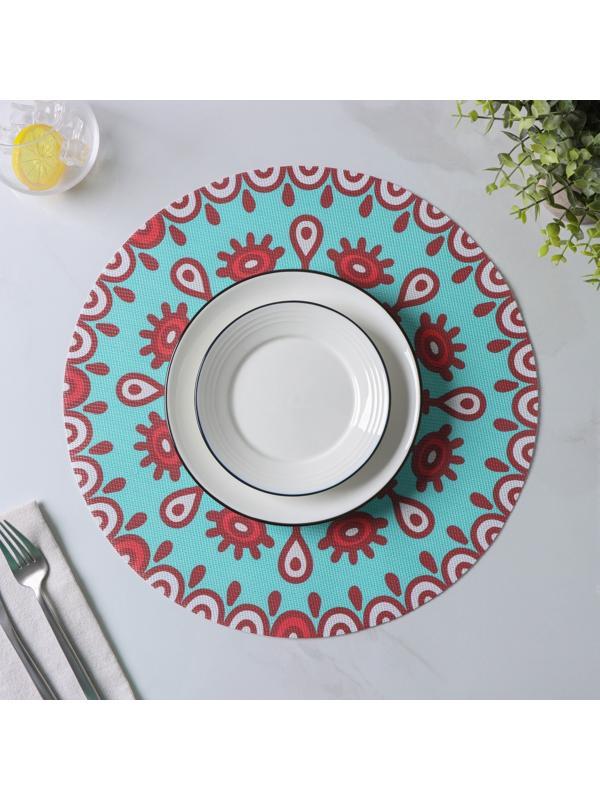 Набор салфеток сервировочных Доляна «Колли», d=38 см, 4 шт, цвет бирюзовый
