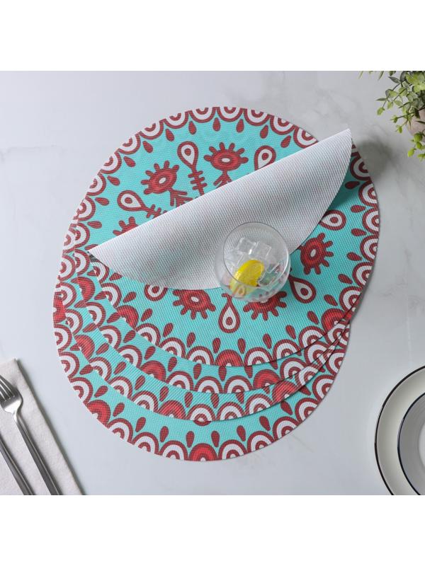 Набор салфеток сервировочных Доляна «Колли», d=38 см, 4 шт, цвет бирюзовый