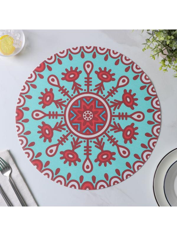 Набор салфеток сервировочных Доляна «Колли», d=38 см, 4 шт, цвет бирюзовый
