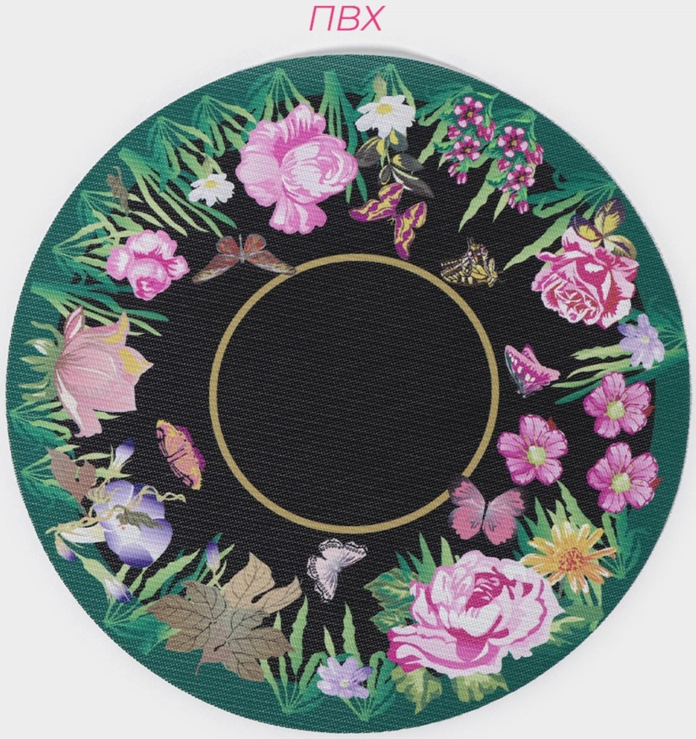 Набор салфеток сервировочных Доляна «Роуз», d=38 см, 4 шт, цвет зелёный