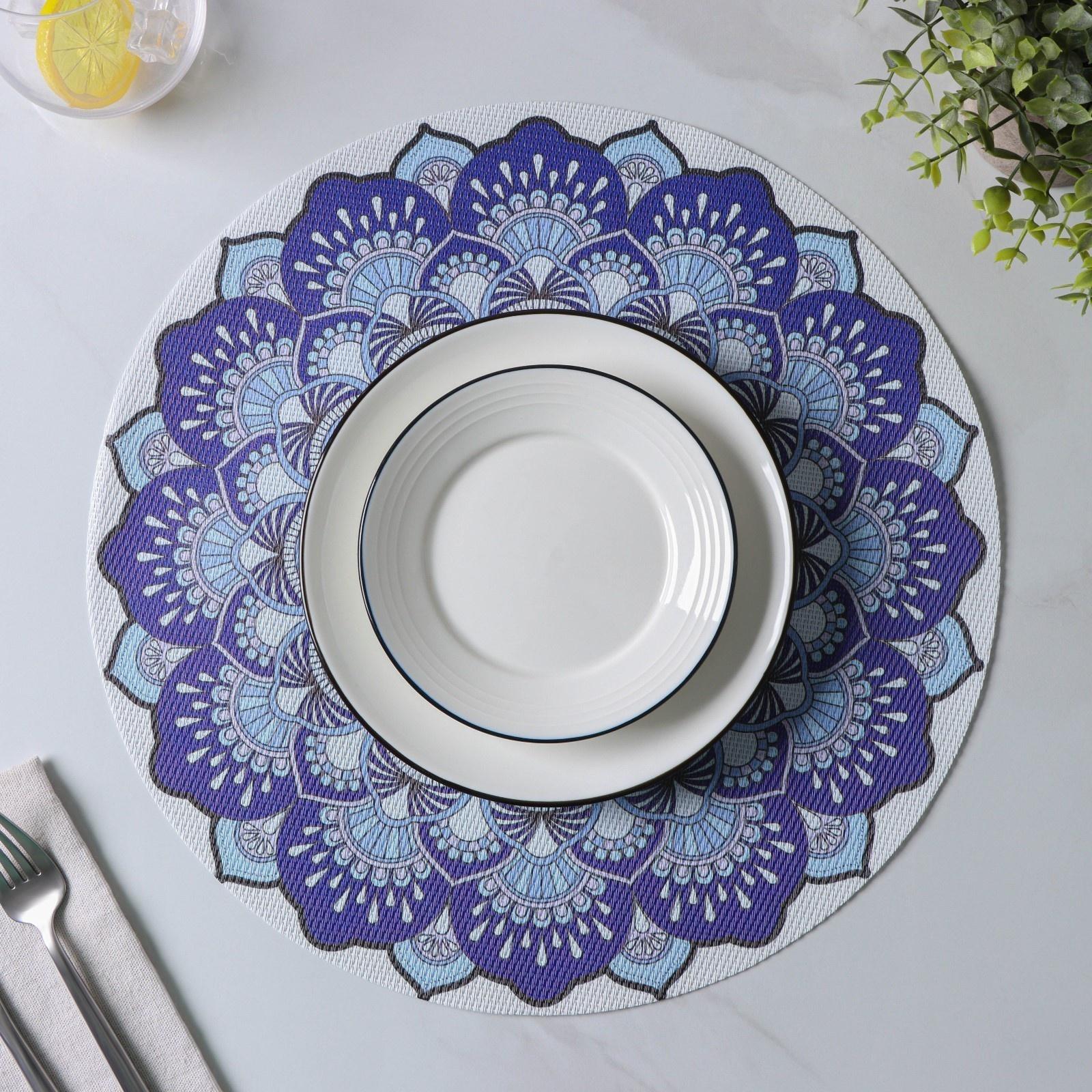 Набор салфеток сервировочных Доляна «Силия», d=38 см, 4 шт, цвет синий