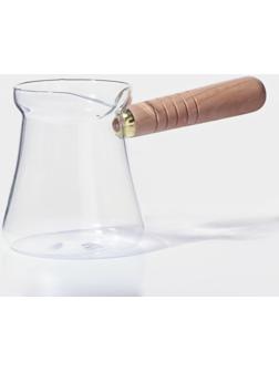 Турка стеклянная «Арабика», 300 мл, 18,5×9×10 см, деревянная ручка