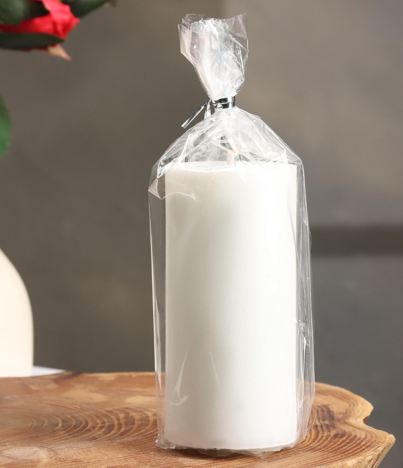 Свеча-цилиндр гладкая,5х10 см, пальмовый воск, жемчужный, 6 ч