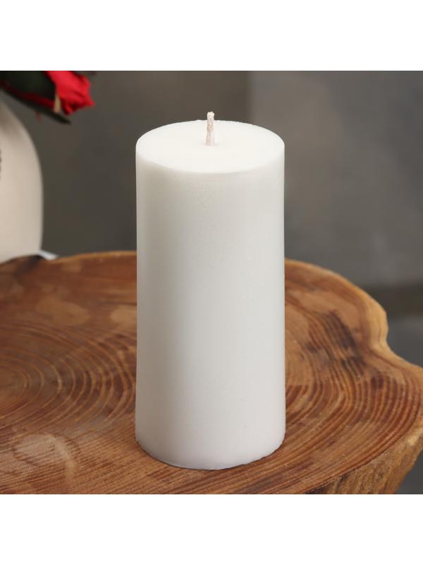 Свеча-цилиндр гладкая,5х10 см, пальмовый воск, жемчужный, 6 ч