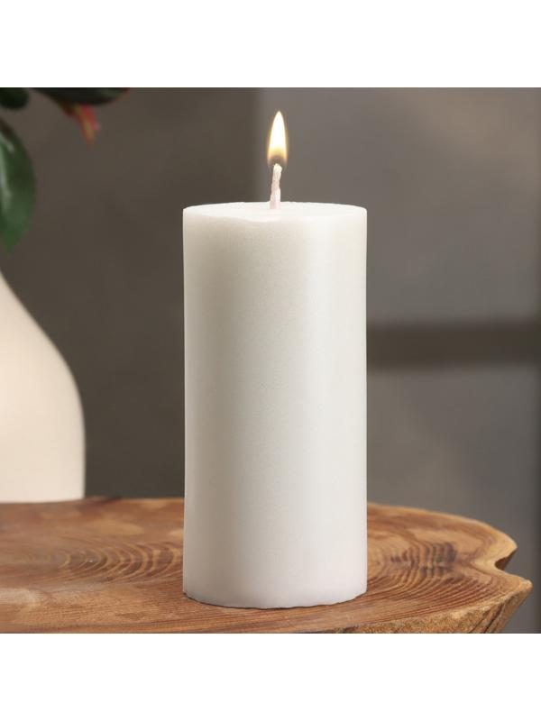 Свеча-цилиндр гладкая,5х10 см, пальмовый воск, жемчужный, 6 ч