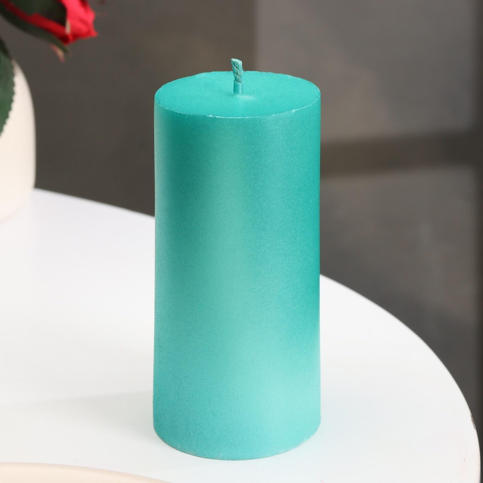 Свеча-цилиндр гладкая,5х10 см, пальмовый воск, тиффани, металлик, 6 ч