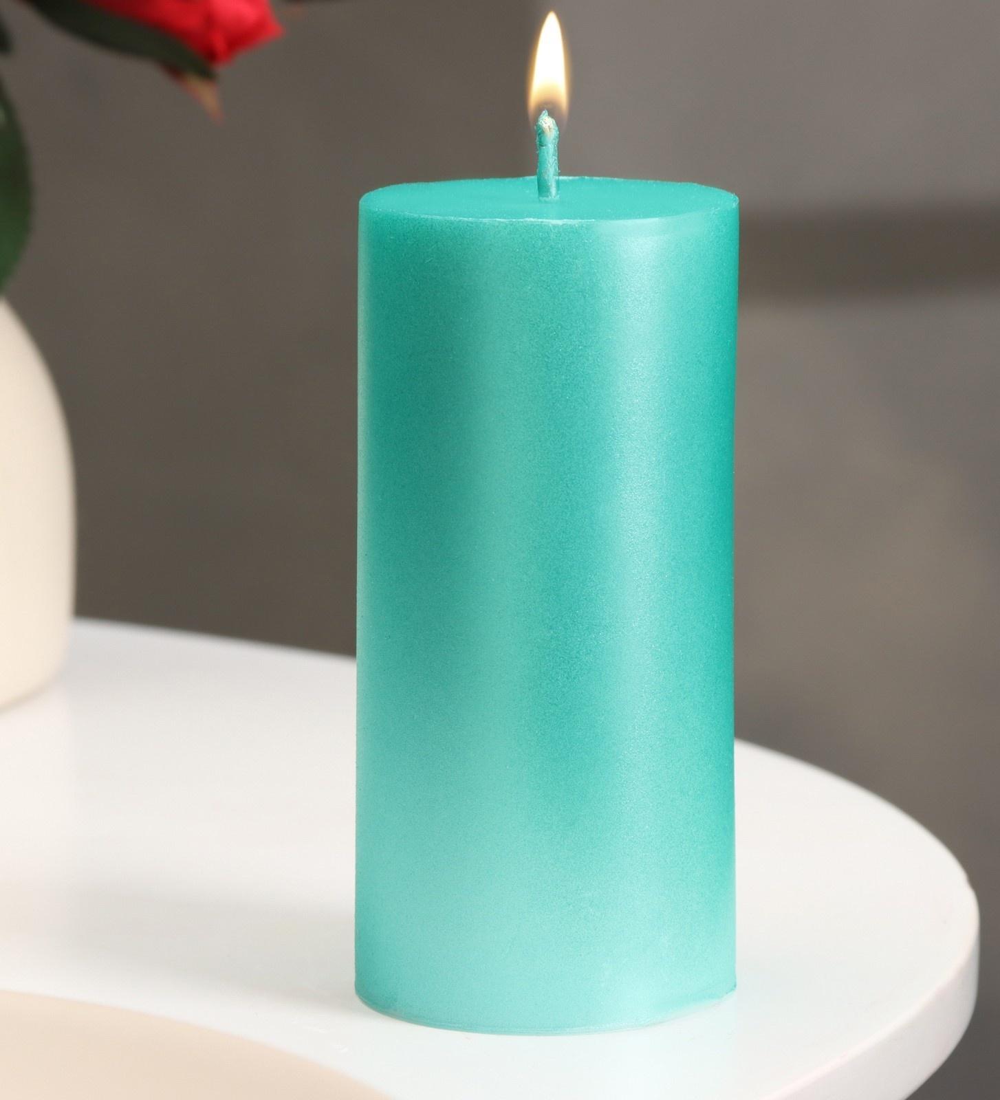 Свеча-цилиндр гладкая,5х10 см, пальмовый воск, тиффани, металлик, 6 ч