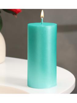 Свеча-цилиндр гладкая,5х10 см, пальмовый воск, тиффани, металлик, 6 ч