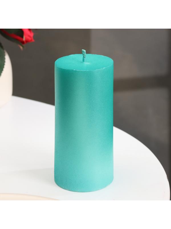 Свеча-цилиндр гладкая,5х10 см, пальмовый воск, тиффани, металлик, 6 ч