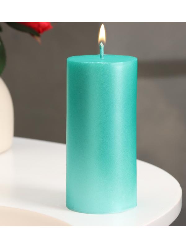 Свеча-цилиндр гладкая,5х10 см, пальмовый воск, тиффани, металлик, 6 ч