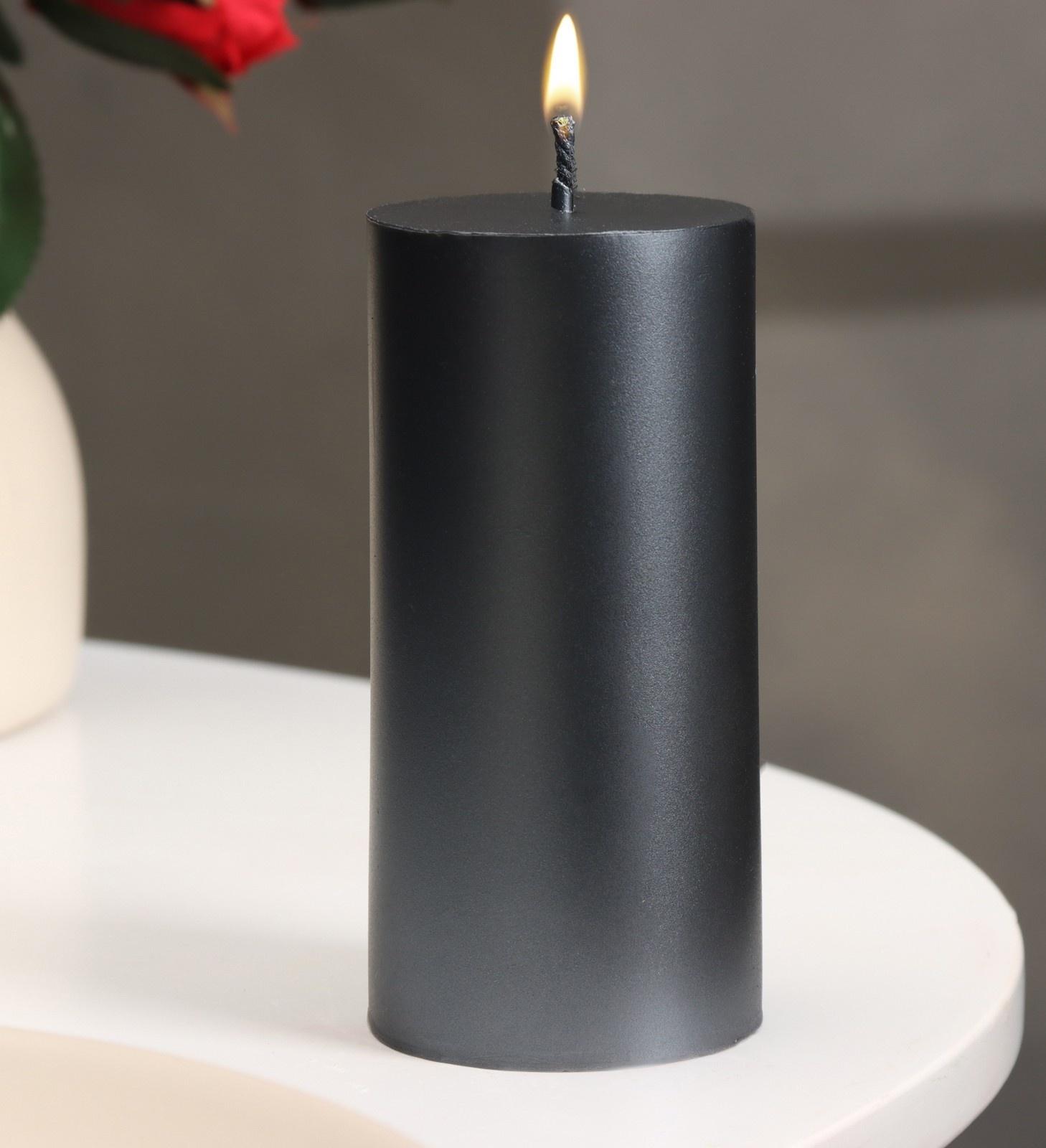 Свеча-цилиндр гладкая,5х10 см, пальмовый воск, мокрый асфальт, 6 ч