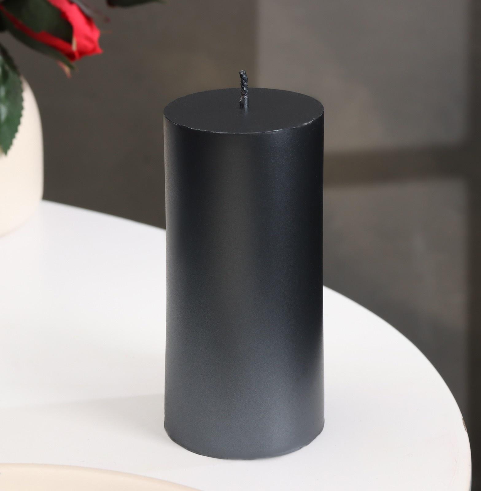 Свеча-цилиндр гладкая,5х10 см, пальмовый воск, мокрый асфальт, 6 ч