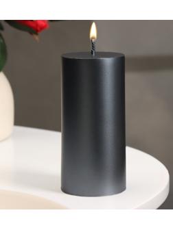 Свеча-цилиндр гладкая,5х10 см, пальмовый воск, мокрый асфальт, 6 ч