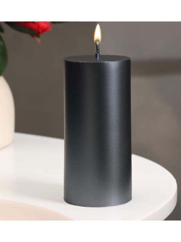 Свеча-цилиндр гладкая,5х10 см, пальмовый воск, мокрый асфальт, 6 ч