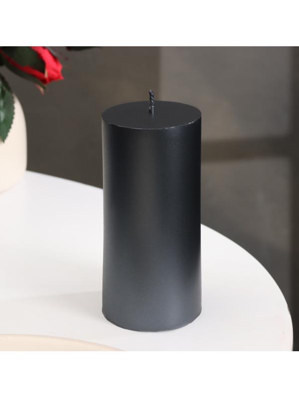 Свеча-цилиндр гладкая,5х10 см, пальмовый воск, мокрый асфальт, 6 ч