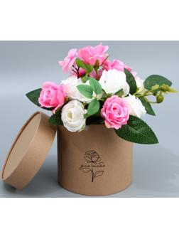 Шляпная коробка из крафта «Роза», 15 х 15 см