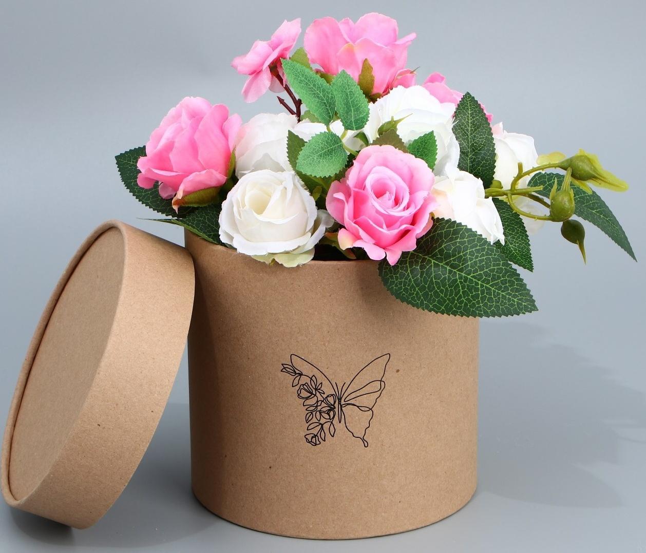 Шляпная коробка из крафта «Бабочка», 15 х 15 см