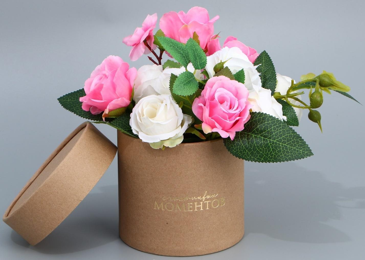 Шляпная коробка из крафта «Счастливых моментов», 12 х 12 см