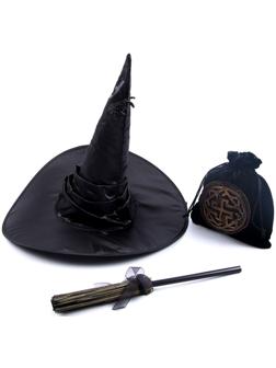 Карнавальный набор «Магия», шляпа чёрная, метла, мешок