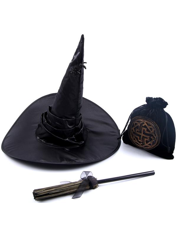 Карнавальный набор «Магия», шляпа чёрная, метла, мешок