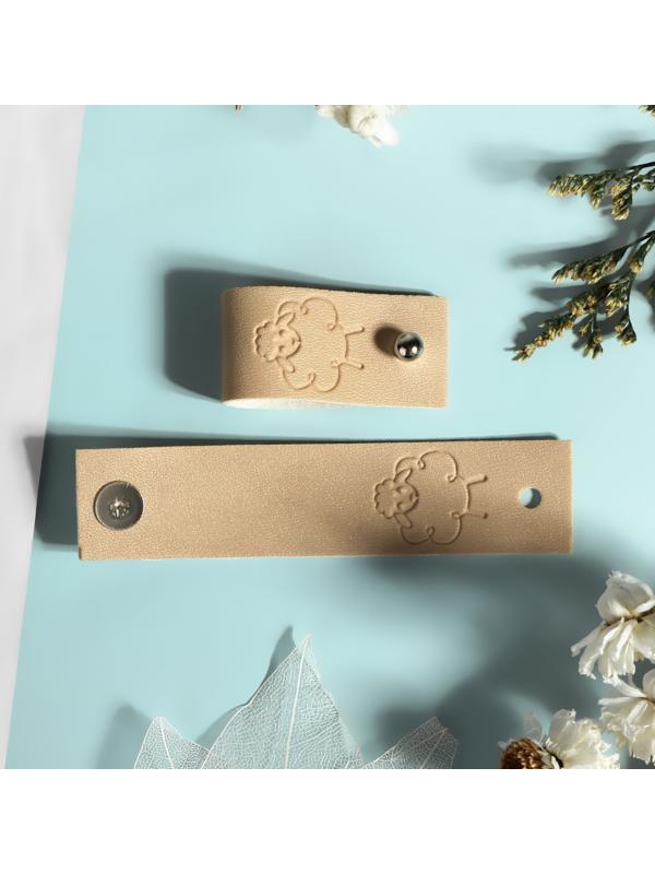 Набор бирок с кнопкой «Hand made», 5 видов, 8 × 1,8 см, 10 шт, цвет разноцветный