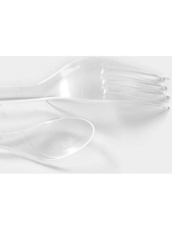 Набор одноразовых столовых приборов Доляна «Премиум», 3 в 1, вилка, ложка, нож, цвет прозрачный