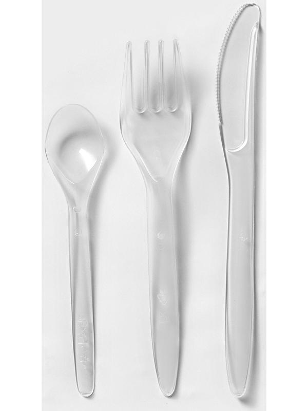 Набор одноразовых столовых приборов Доляна «Премиум», 3 в 1, вилка, ложка, нож, цвет прозрачный
