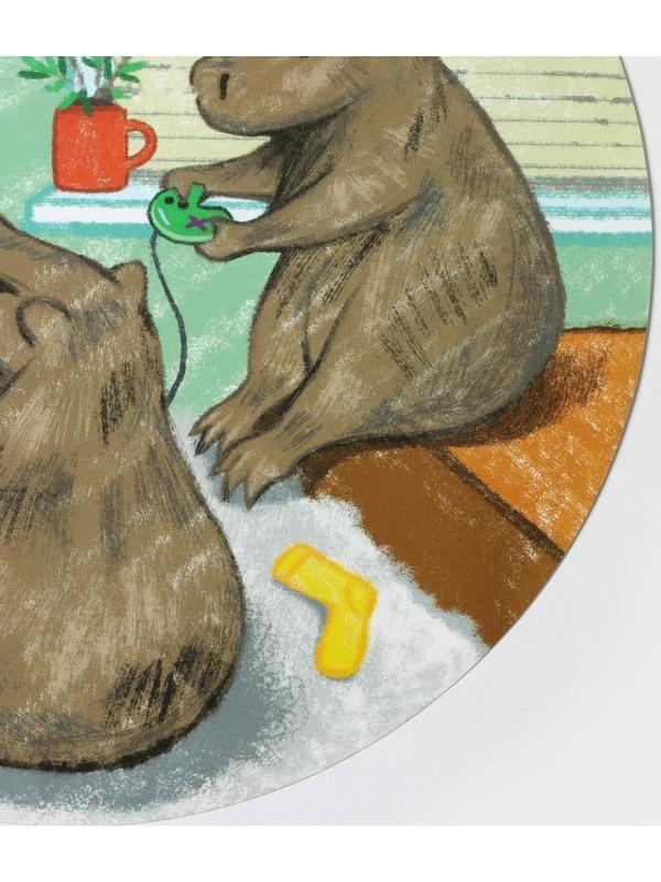 Салфетка сервировочная кухонная Доляна «Капибары геймеры», настольное покрытие, d=36 см