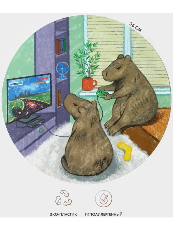 Салфетка сервировочная кухонная Доляна «Капибары геймеры», настольное покрытие, d=36 см