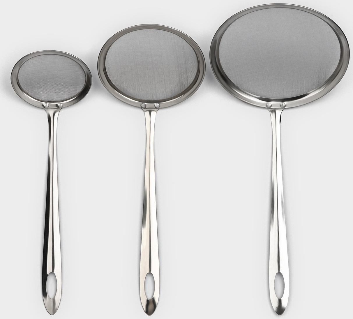 Набор сит Доляна «Металлик» для снятия пены, 3 штуки