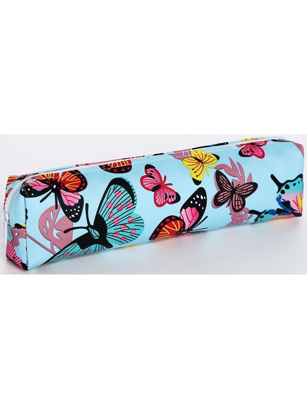 Косметичка-пенал на молнии, цвет голубой
