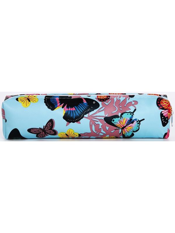 Косметичка-пенал на молнии, цвет голубой