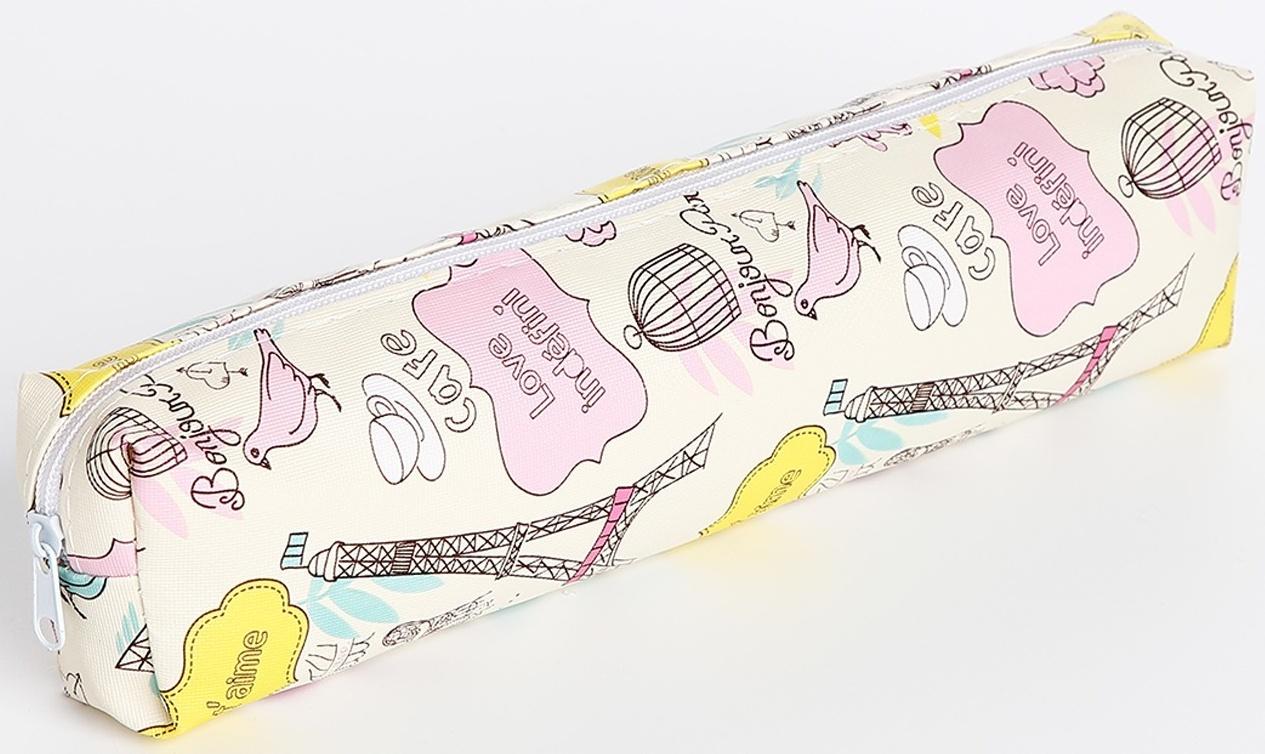 Косметичка-пенал на молнии, цвет бежевый