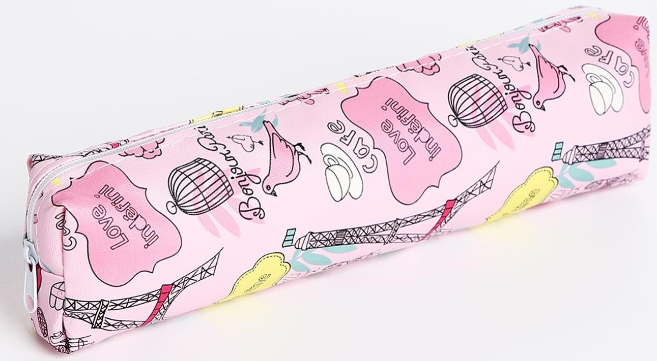 Косметичка-пенал на молнии, цвет розовый