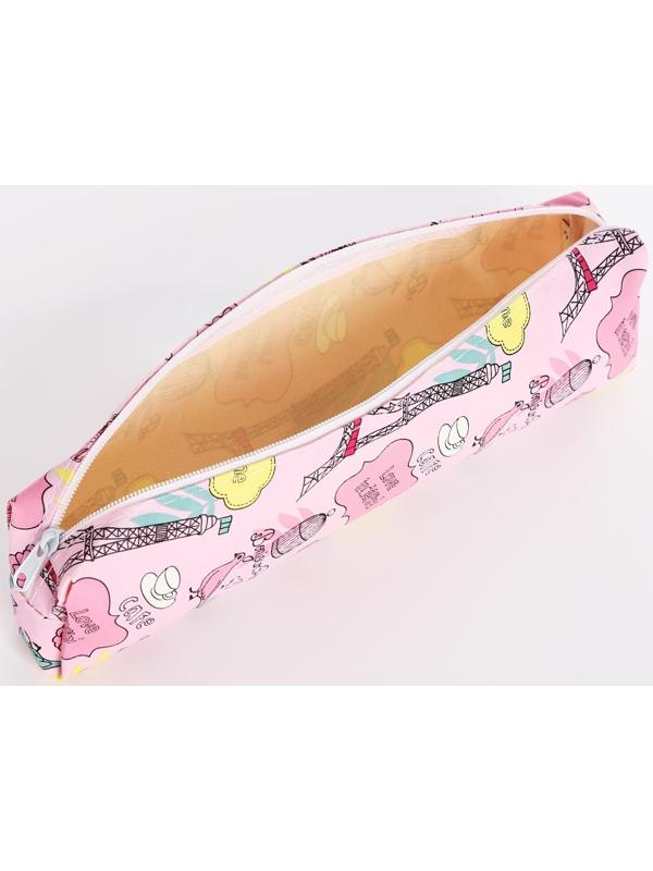 Косметичка-пенал на молнии, цвет розовый