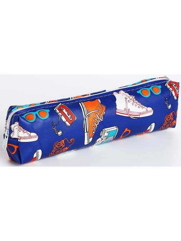 Косметичка-пенал на молнии, цвет синий