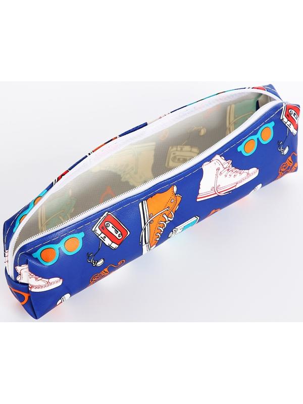 Косметичка-пенал на молнии, цвет синий