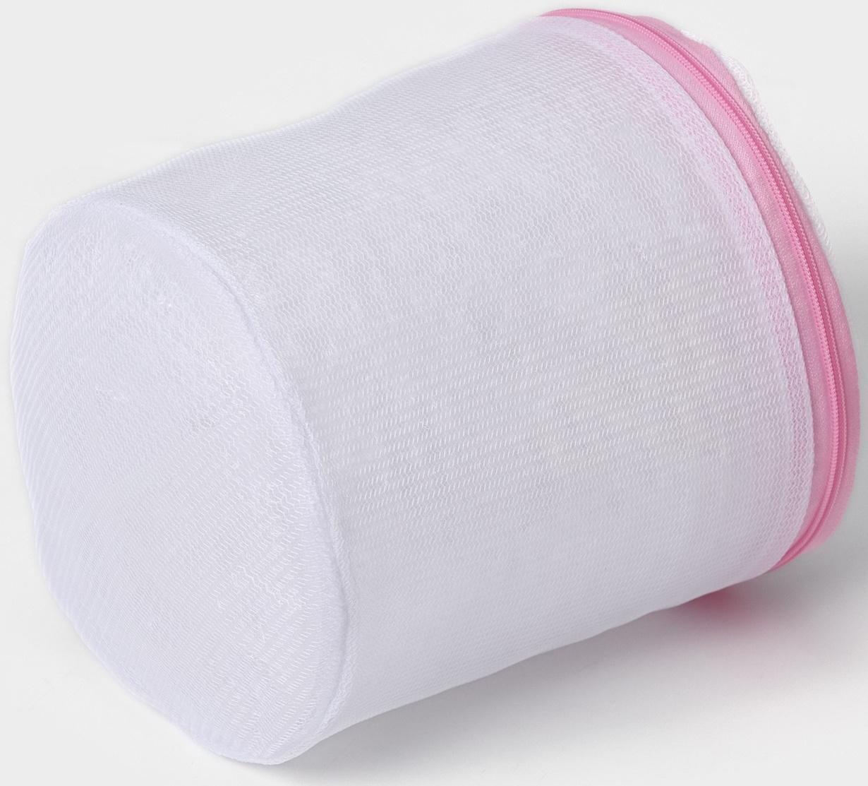 Мешок для стирки белья с диском Доляна, 15×15×19 см, мелкая сетка, цвет белый