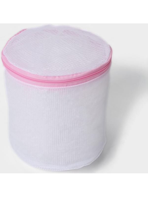 Мешок для стирки белья с диском Доляна, 15×15×19 см, мелкая сетка, цвет белый