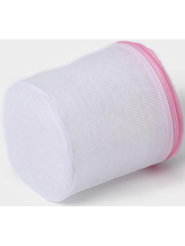 Мешок для стирки белья с диском Доляна, 15×15×19 см, мелкая сетка, цвет белый